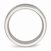 Sophia Jewelers Polished Stainless Steel Black CZ Grooved Wedding Band